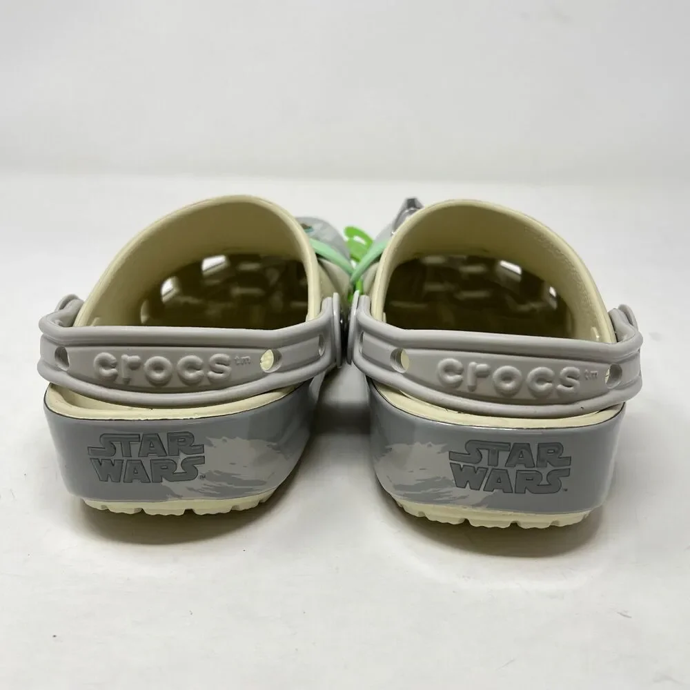 New Crocs Star Wars Baby Yoda Mandalorian Classic Clogs with Jibbitz Sz J2